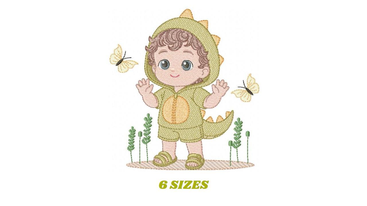 Dragon Boy embroidery designs - Dinosaur machine embroidery pattern - Baby Boy dressed as dragon dino - instant digital download pes jef dst - Marcia Embroidery