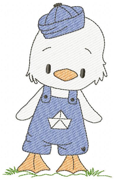 Duck with cap embroidery design - Lake water animal with clothes machine embroidery pattern - Baby boy file - Instant digital download pes - Marcia Embroidery