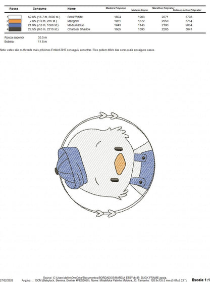 Duck with cap embroidery design - Lake water animal with clothes machine embroidery pattern - Baby boy file - Instant digital download pes - Marcia Embroidery