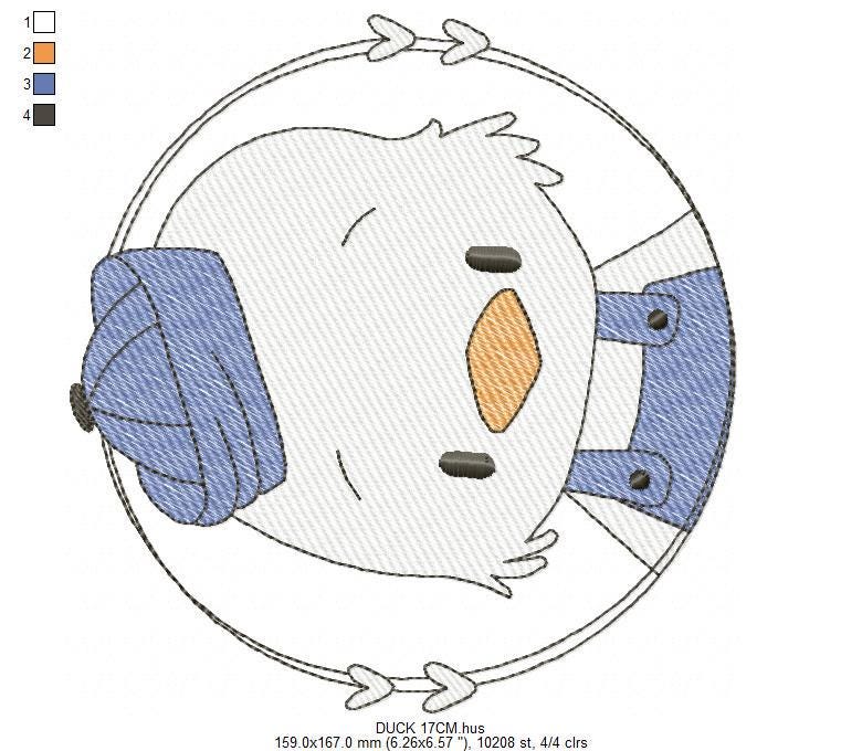 Duck with cap embroidery design - Lake water animal with clothes machine embroidery pattern - Baby boy file - Instant digital download pes - Marcia Embroidery
