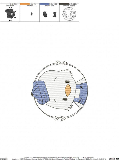 Duck with cap embroidery design - Lake water animal with clothes machine embroidery pattern - Baby boy file - Instant digital download pes - Marcia Embroidery