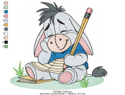 Eeyore embroidery design - Winnie the Pooh Bear Cartoon machine embroidery pattern - Baby boy and girl file - Instant digital download pes - Marcia Embroidery