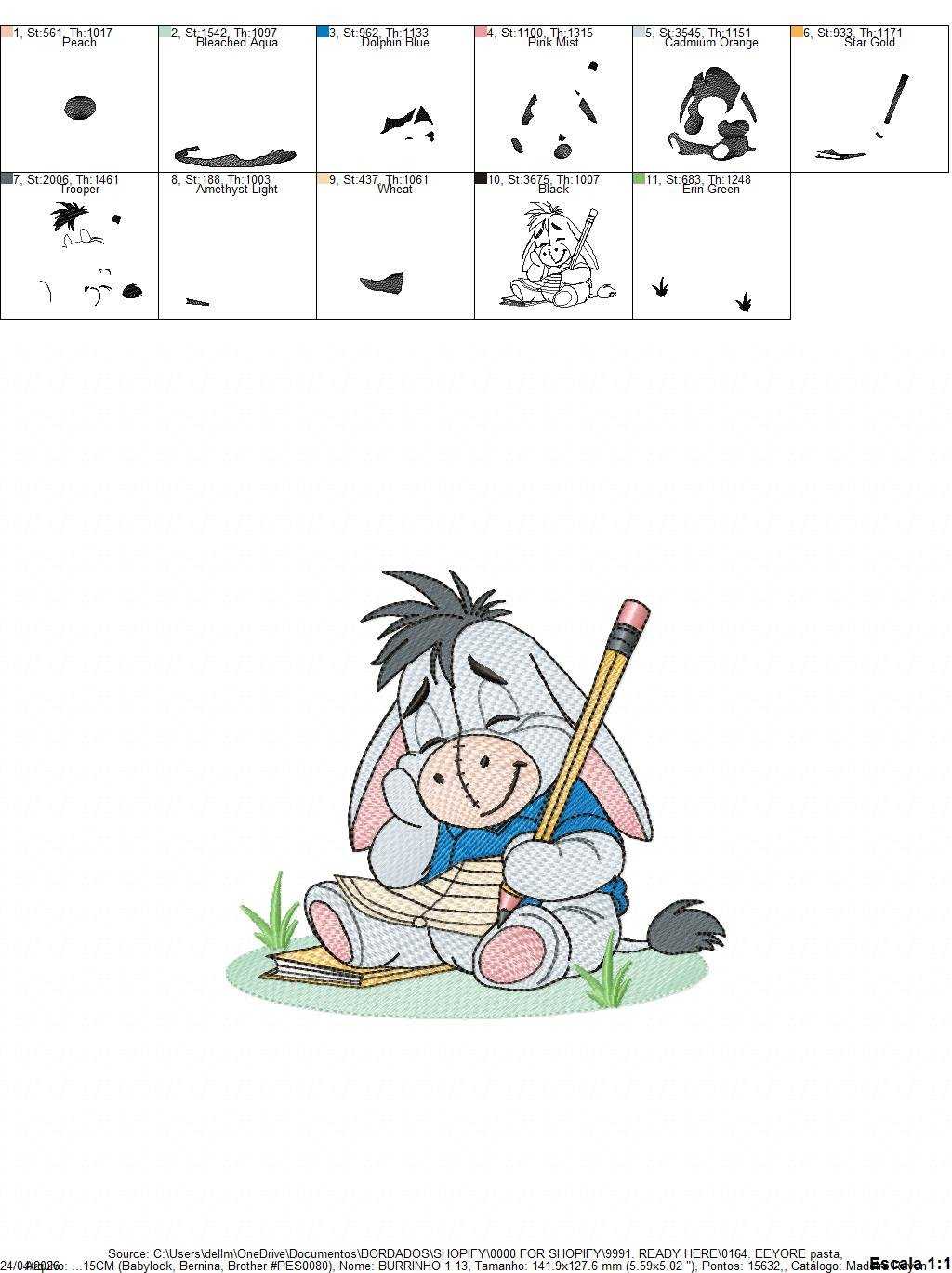 Eeyore embroidery design - Winnie the Pooh Bear Cartoon machine embroidery pattern - Baby boy and girl file - Instant digital download pes - Marcia Embroidery