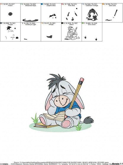 Eeyore embroidery design - Winnie the Pooh Bear Cartoon machine embroidery pattern - Baby boy and girl file - Instant digital download pes - Marcia Embroidery