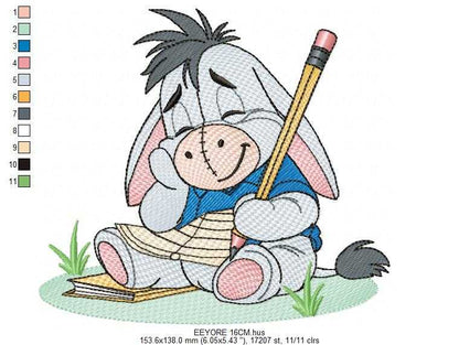 Eeyore embroidery design - Winnie the Pooh Bear Cartoon machine embroidery pattern - Baby boy and girl file - Instant digital download pes - Marcia Embroidery