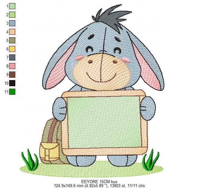 Eeyore embroidery design - Winnie the Pooh Bear Cartoon machine embroidery pattern - Baby boy and girl file - Instant digital download pes jef - Marcia Embroidery