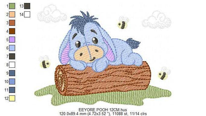 Eeyore embroidery design - Winnie the Pooh Bear Cartoon machine embroidery pattern - Baby boy and girl file - Instant digital download pes jef - Marcia Embroidery