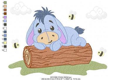 Eeyore embroidery design - Winnie the Pooh Bear Cartoon machine embroidery pattern - Baby boy and girl file - Instant digital download pes jef - Marcia Embroidery