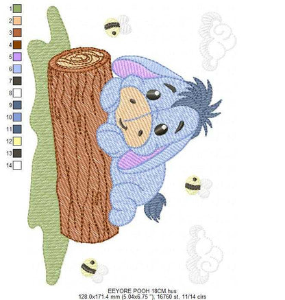 Eeyore embroidery design - Winnie the Pooh Bear Cartoon machine embroidery pattern - Baby boy and girl file - Instant digital download pes jef - Marcia Embroidery