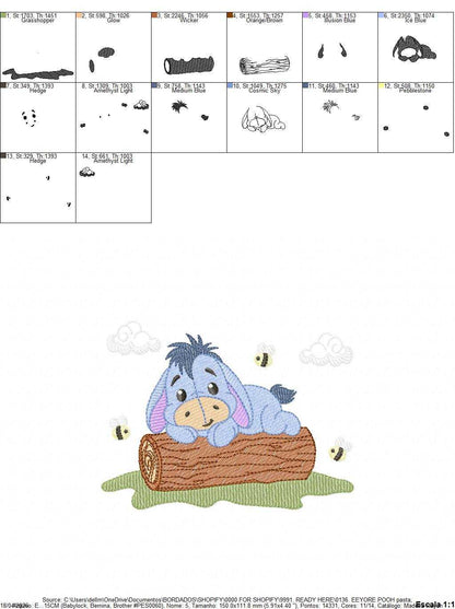 Eeyore embroidery design - Winnie the Pooh Bear Cartoon machine embroidery pattern - Baby boy and girl file - Instant digital download pes jef - Marcia Embroidery