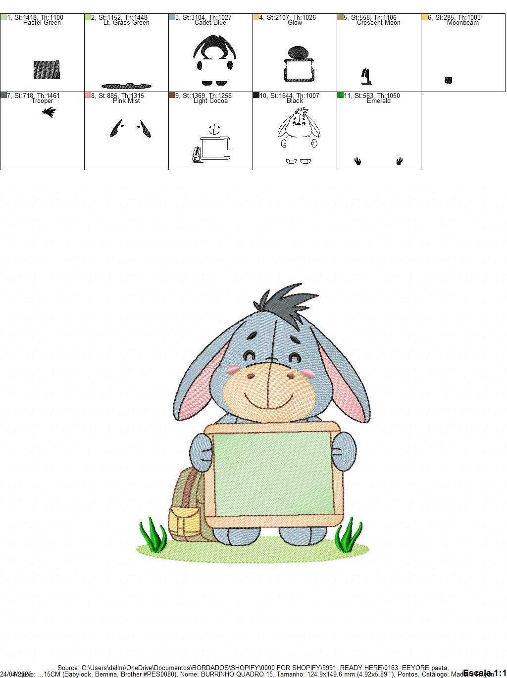 Eeyore embroidery design - Winnie the Pooh Bear Cartoon machine embroidery pattern - Baby boy and girl file - Instant digital download pes jef - Marcia Embroidery