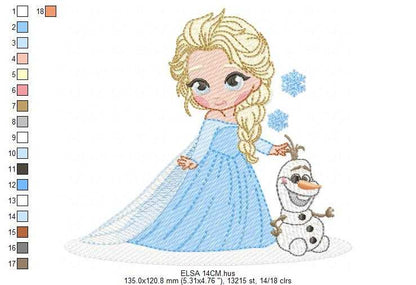 Elsa embroidery design - Frozen Disney Princess machine embroidery pattern - Instant digital download pes jef dst - Marcia Embroidery