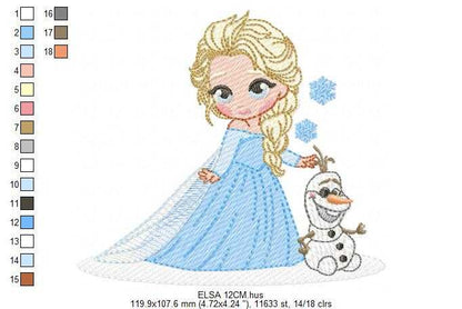 Elsa embroidery design - Frozen Disney Princess machine embroidery pattern - Instant digital download pes jef dst - Marcia Embroidery