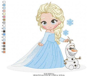 Elsa embroidery design - Frozen Disney Princess machine embroidery pattern - Instant digital download pes jef dst - Marcia Embroidery