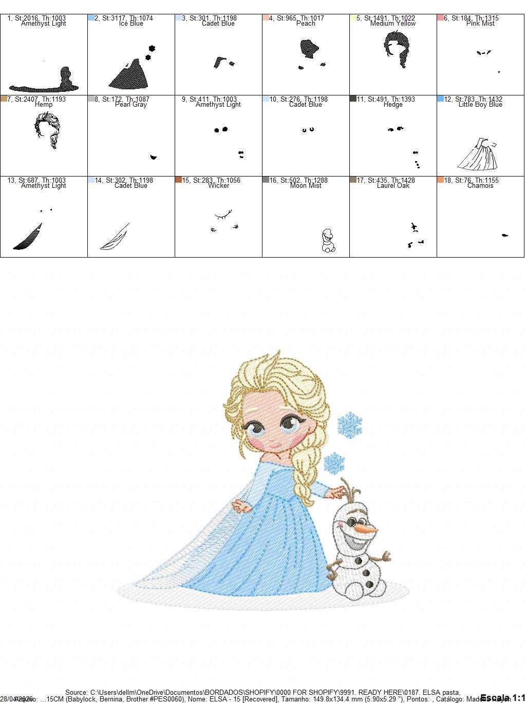 Elsa embroidery design - Frozen Disney Princess machine embroidery pattern - Instant digital download pes jef dst - Marcia Embroidery
