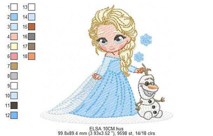 Elsa embroidery design - Frozen Disney Princess machine embroidery pattern - Instant digital download pes jef dst - Marcia Embroidery