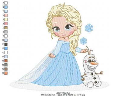 Elsa embroidery design - Frozen Disney Princess machine embroidery pattern - Instant digital download pes jef dst - Marcia Embroidery