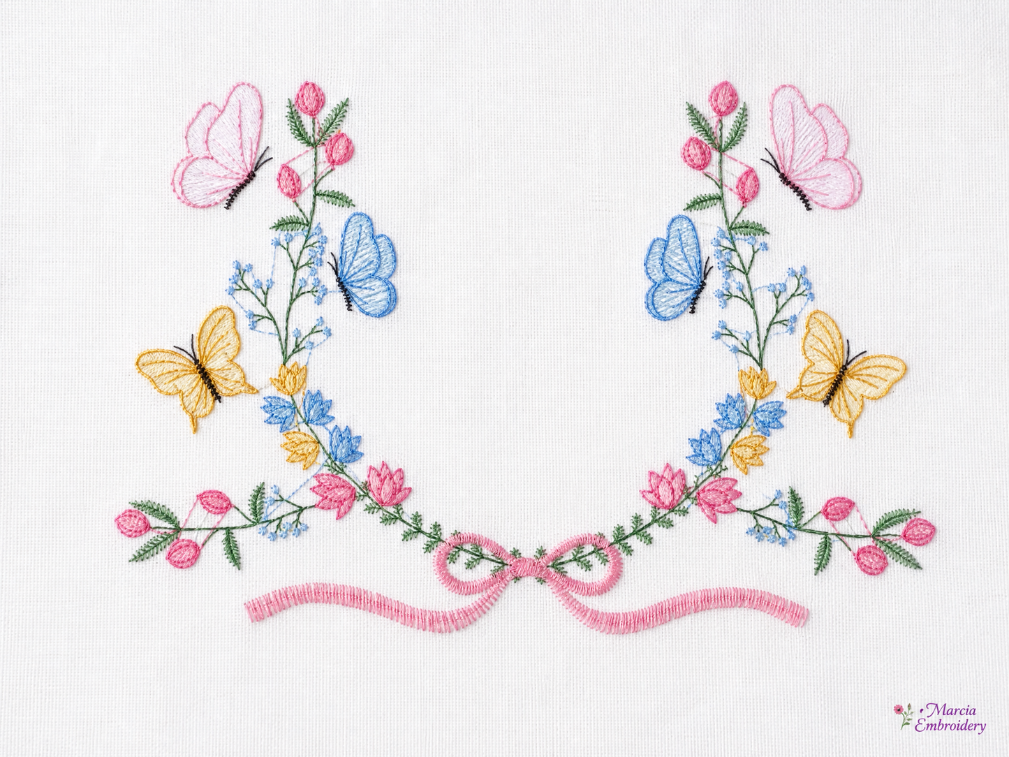 Flower Frame embroidery designs - Delicate Butterfly embroidery design machine embroidery pattern - Wreath embroidery - instant download pes (Copy)