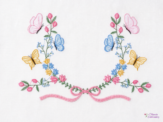 Flower Frame embroidery designs - Delicate Butterfly embroidery design machine embroidery pattern - Wreath embroidery - instant download pes