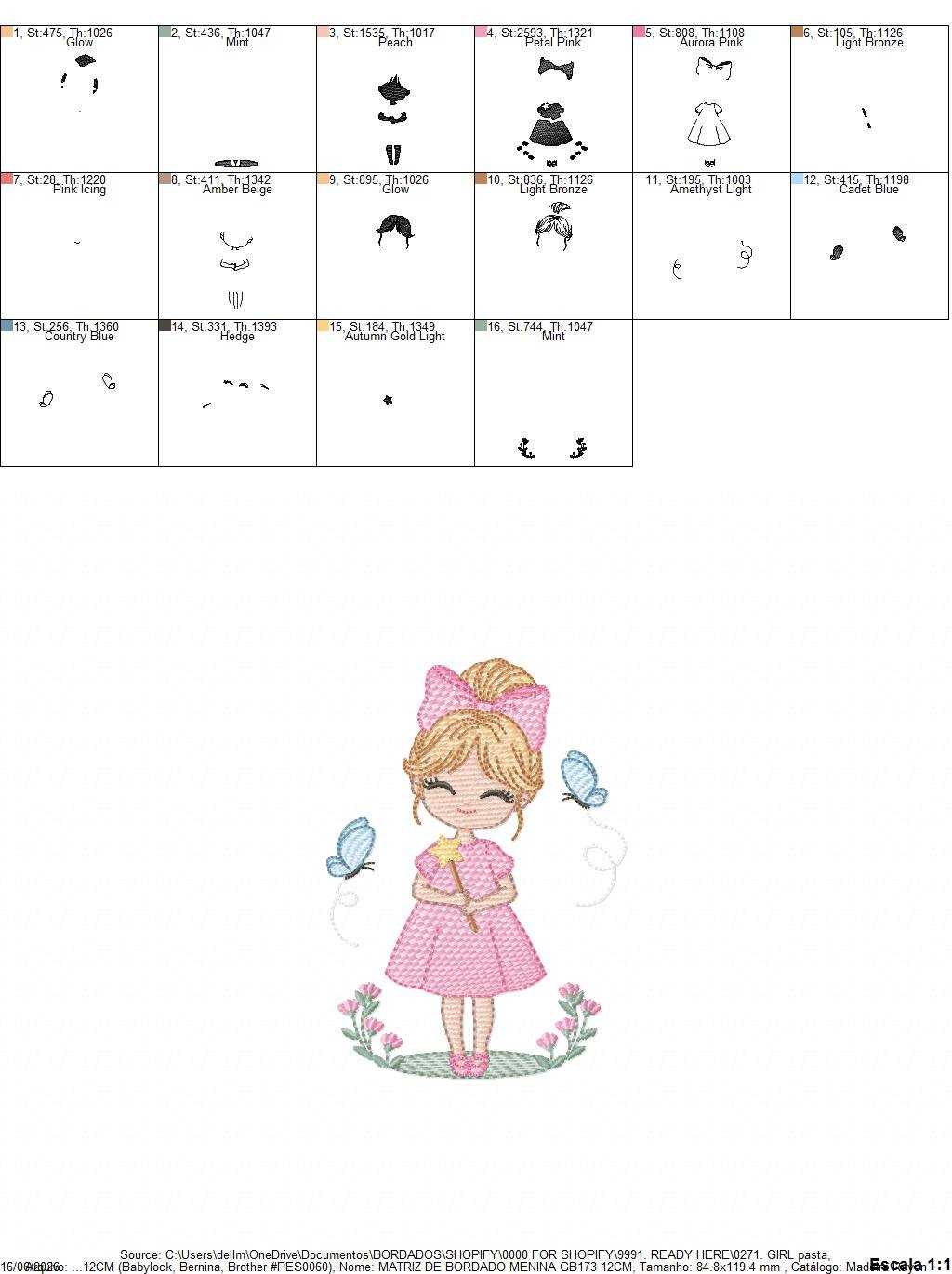 Fairy embroidery design - Girl with magical wand flowers and butterflies machine embroidery pattern - Princess embroidery - Instant digital download pes jef dst - Marcia Embroidery