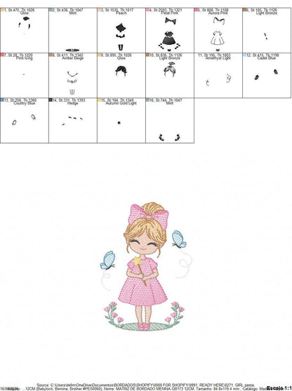Fairy embroidery design - Girl with magical wand flowers and butterflies machine embroidery pattern - Princess embroidery - Instant digital download pes jef dst - Marcia Embroidery