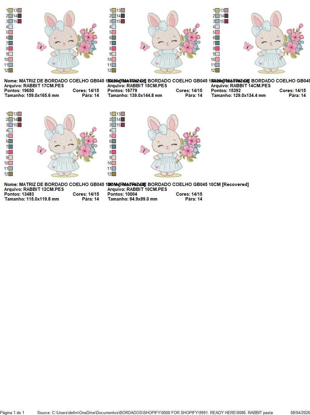 Female Bunny embroidery design - Rabbit with dress and flowers machine embroidery pattern - Baby girl file - Instant digital download - Marcia Embroidery