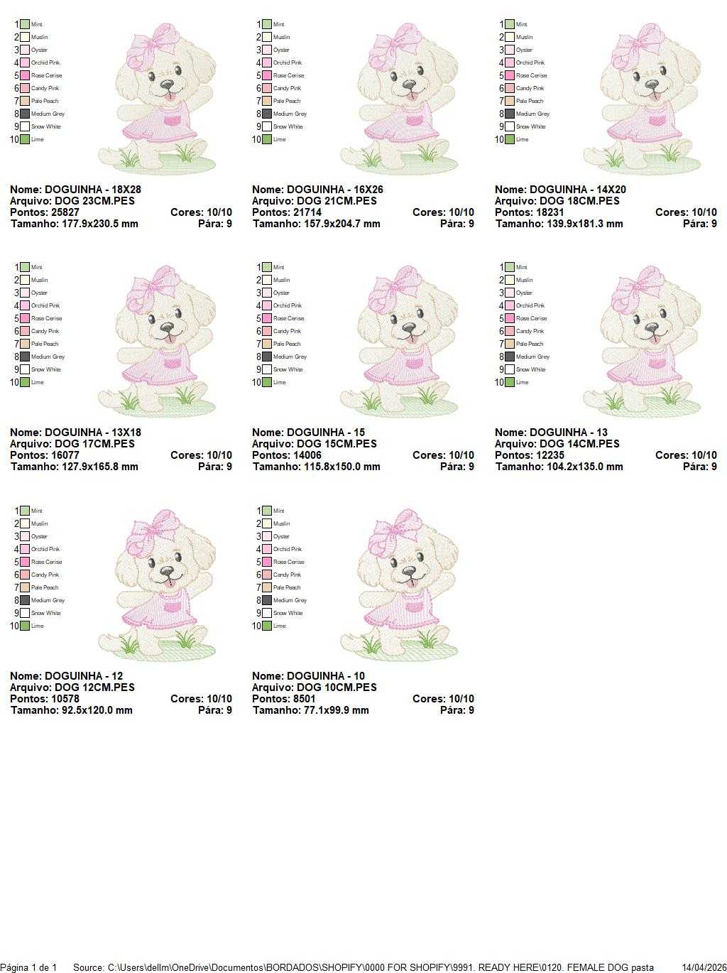 Female Dog embroidery design - Puppy Dog with pink dress machine embroidery pattern - Baby Girl File - Instant digital download pes jef - Marcia Embroidery