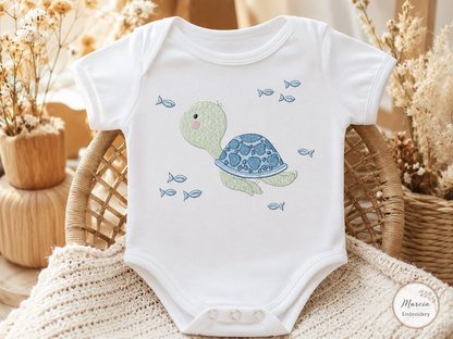 Turtle embroidery design - Ocean animal machine embroidery pattern - Baby boy file (Digital download)
