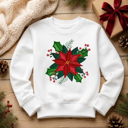 Christmas Poinsettia Embroidery Design – Fill Stitch Xmas Flower Pattern (Digital Download)