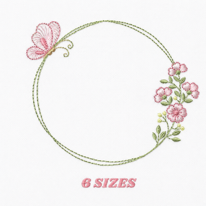 Monogram Frame embroidery designs - Flower and Butterfly embroidery design machine embroidery pattern - Floral Frame - instant download pes