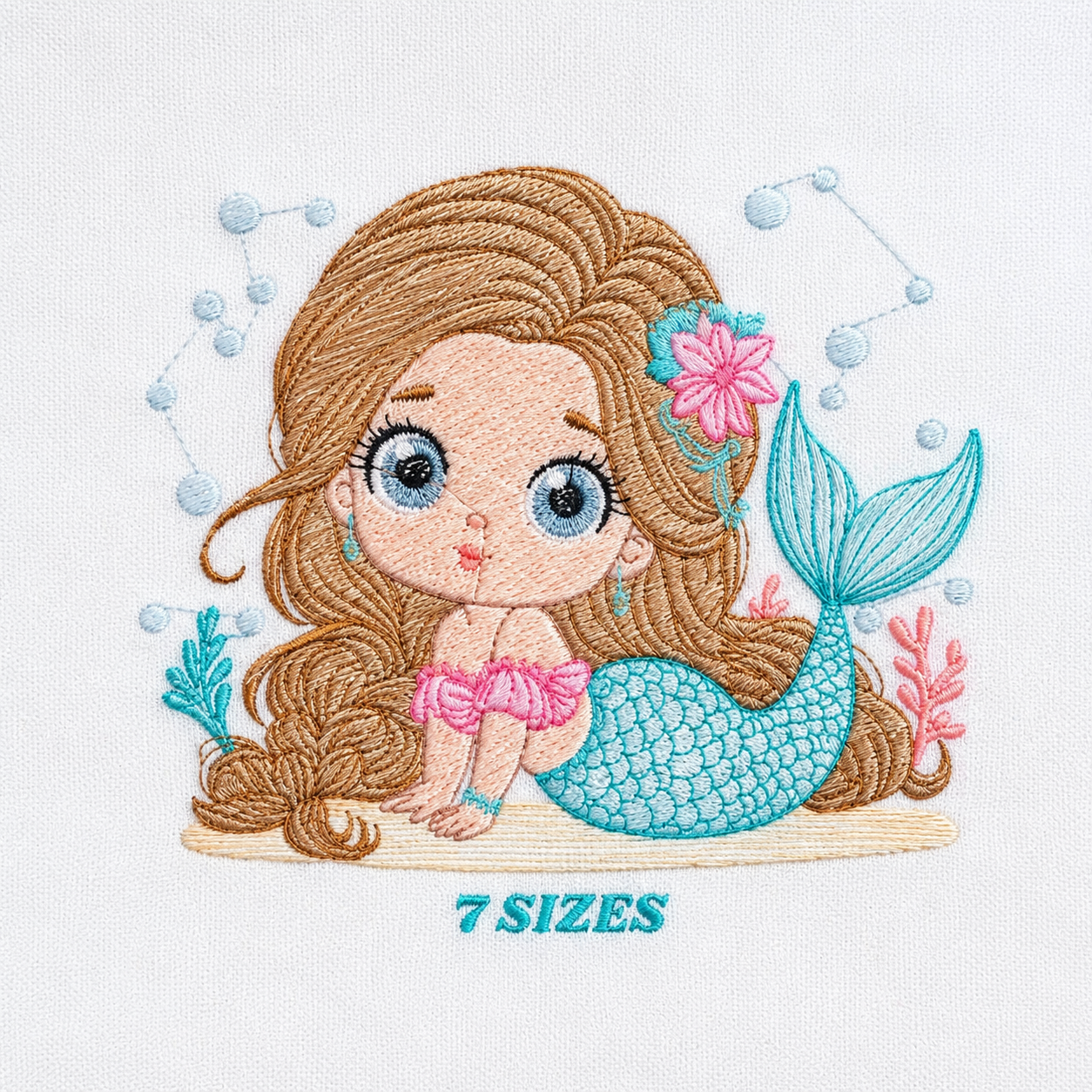 Mermaid embroidery designs - Princess embroidery design machine embroidery pattern - Mermaid rippled design Baby girl embroidery download (Copy)