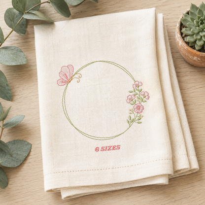 Monogram Frame embroidery designs - Flower and Butterfly embroidery design machine embroidery pattern - Floral Frame - instant download pes