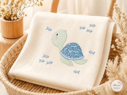Turtle embroidery design - Ocean animal machine embroidery pattern - Baby boy file (Digital download)