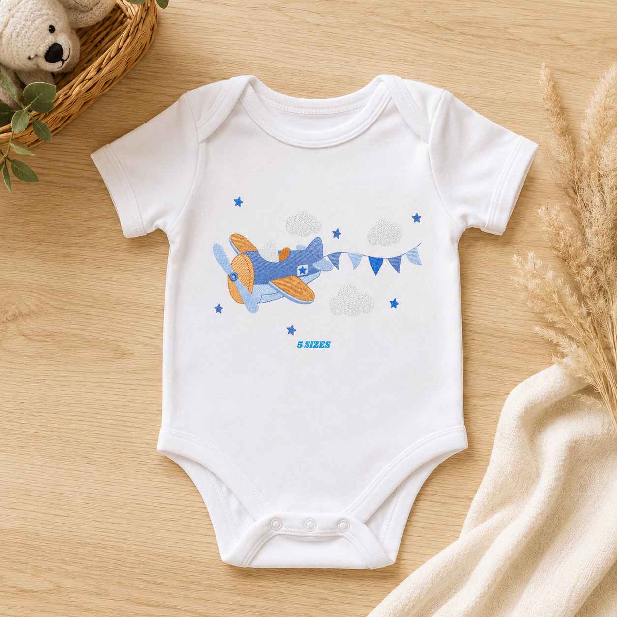 Plane embroidery designs - Airplane with flags and stars machine embroidery pattern - Baby boy file - Instant digital download pes jef dst (Copy)