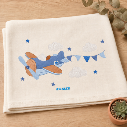 Plane embroidery designs - Airplane with flags and stars machine embroidery pattern - Baby boy file - Instant digital download pes jef dst (Copy)