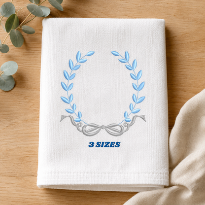 Laurel embroidery designs - Monogram frame embroidery design machine embroidery pattern - Baby boy embroidery file - Laurel wreath with Lace (Copy)