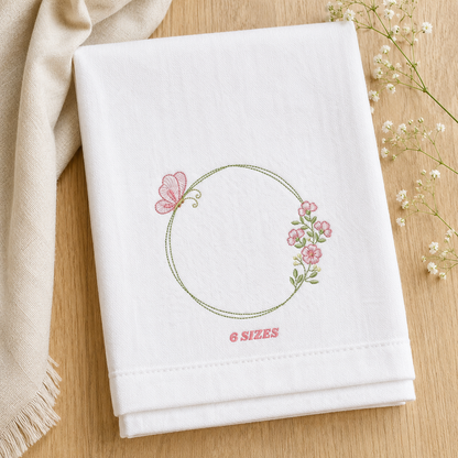 Monogram Frame embroidery designs - Flower and Butterfly embroidery design machine embroidery pattern - Floral Frame - instant download pes