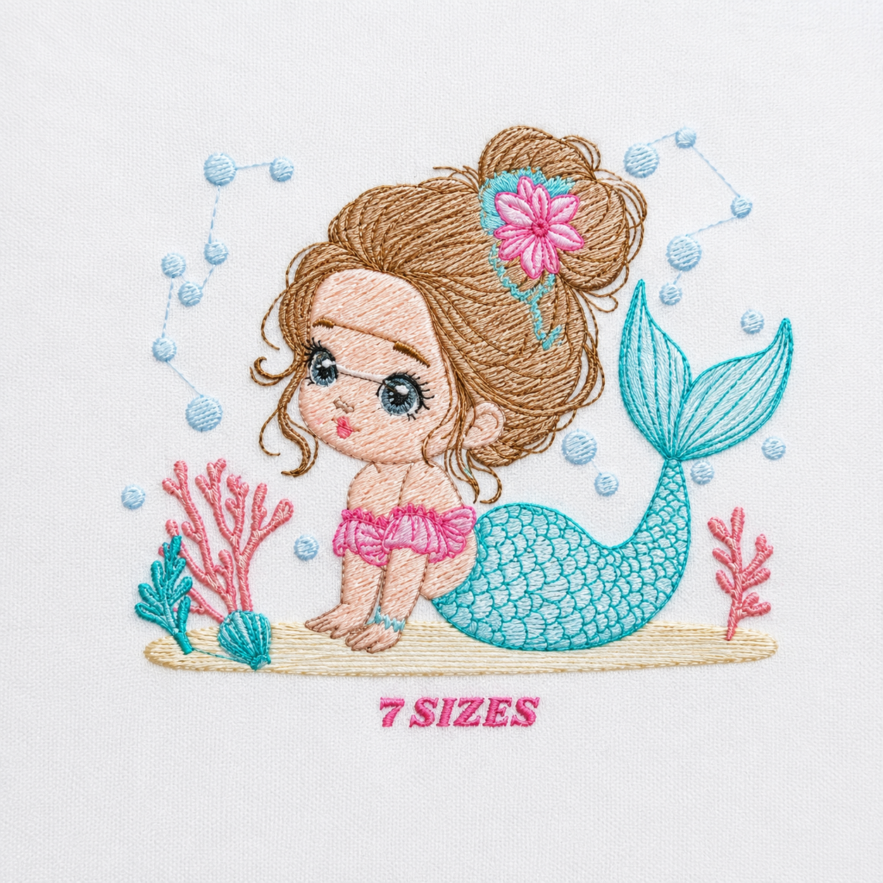 Mermaid embroidery designs - Princess embroidery design machine embroidery pattern - Mermaid rippled design Baby girl embroidery download