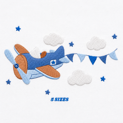 Plane embroidery designs - Airplane with flags and stars machine embroidery pattern - Baby boy file - Instant digital download pes jef dst (Copy)