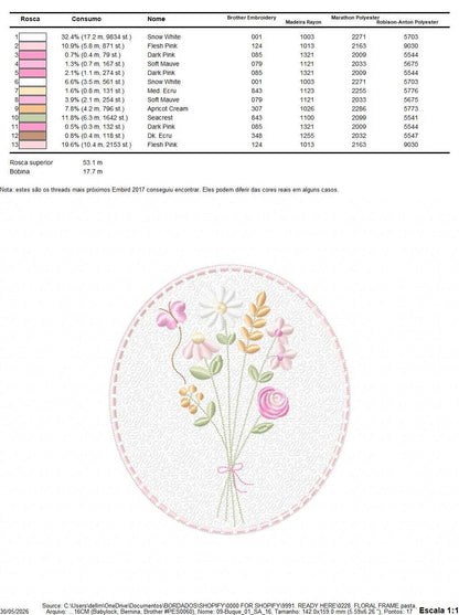 Floral frame embroidery design - Flower and Butterfly machine embroidery pattern - Floral bouquet Kitchen Towel - Instant digital download pes jef - Marcia Embroidery