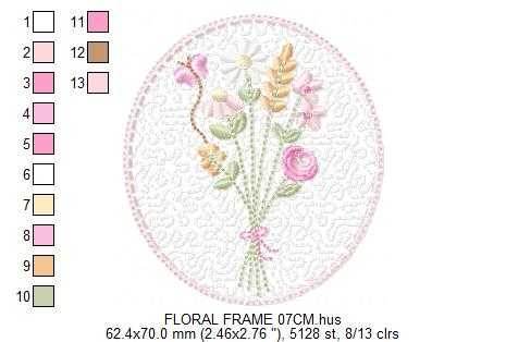 Floral frame embroidery design - Flower and Butterfly machine embroidery pattern - Floral bouquet Kitchen Towel - Instant digital download pes jef - Marcia Embroidery