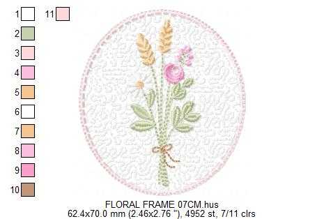 Floral frame embroidery design - Flower Frame with quilting machine embroidery pattern - Floral bouquet Kitchen Towel - Instant digital download pes jef - Marcia Embroidery