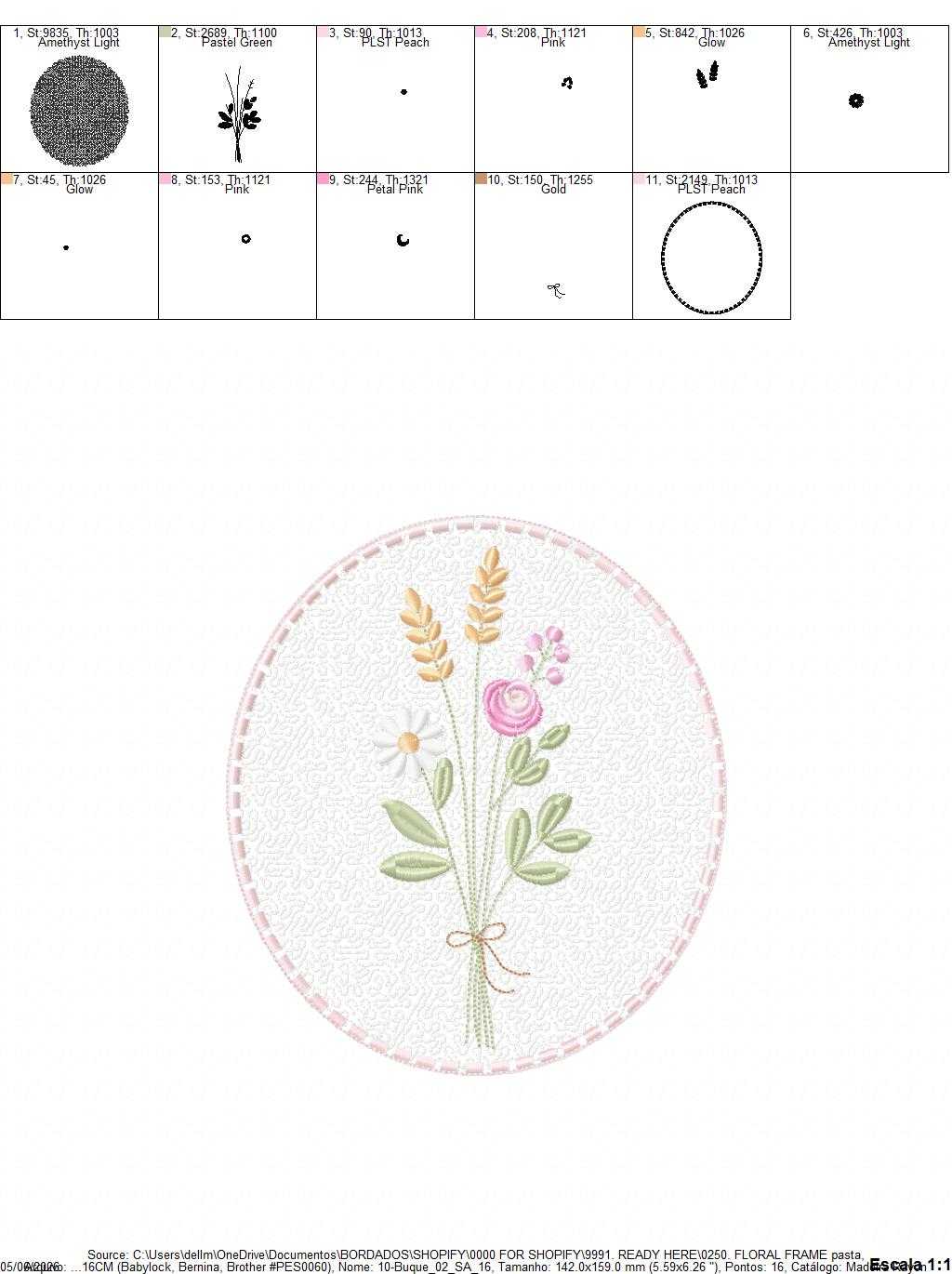 Floral frame embroidery design - Flower Frame with quilting machine embroidery pattern - Floral bouquet Kitchen Towel - Instant digital download pes jef - Marcia Embroidery