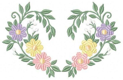 Floral heart embroidery design - Heart with flowers frame machine embroidery pattern - Baby girl file - Instant digital download pes jef dst - Marcia Embroidery