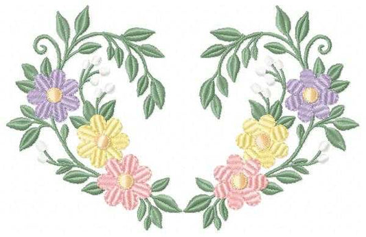 Floral heart embroidery design - Heart with flowers frame machine embroidery pattern - Baby girl file - Instant digital download pes jef dst - Marcia Embroidery