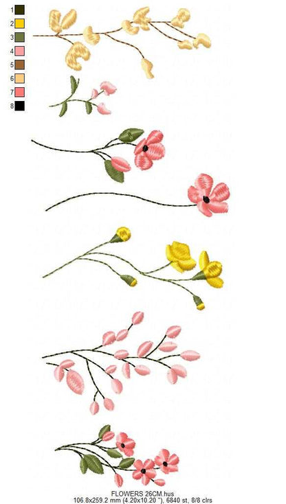 Flower Garden embroidery design - Flower and Butterfly machine embroidery pattern - Floral bouquet Kitchen Towel - Instant digital download pes jef dst - Marcia Embroidery