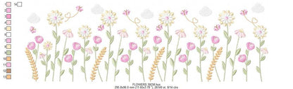Flower Garden embroidery design - Flower and Butterfly machine embroidery pattern - Floral Kitchen Towel - Instant digital download pes jef dst - Marcia Embroidery
