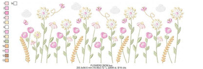 Flower Garden embroidery design - Flower and Butterfly machine embroidery pattern - Floral Kitchen Towel - Instant digital download pes jef dst - Marcia Embroidery