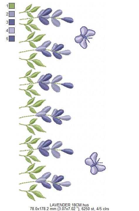 Flower garden embroidery design - Lavender flowers with butterflies machine embroidery pattern - Kitchen Tea towel - Instant digital download pes jef dst - Marcia Embroidery