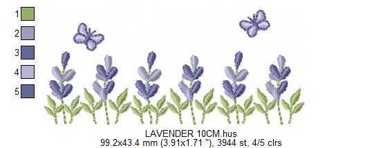 Flower garden embroidery design - Lavender flowers with butterflies machine embroidery pattern - Kitchen Tea towel - Instant digital download pes jef dst - Marcia Embroidery